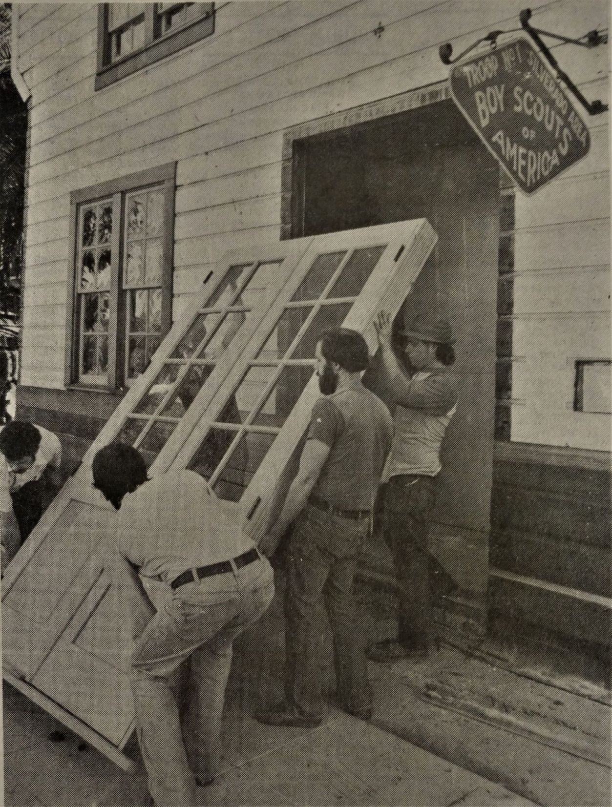 New doors installed at Scout Hall, 1982